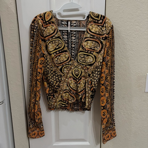 Free People Multicolor Patterned V-Neck Blouse - Picture 2 of 7